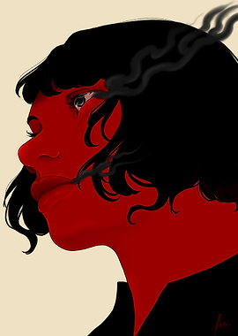 Red Silhouette with Smoke