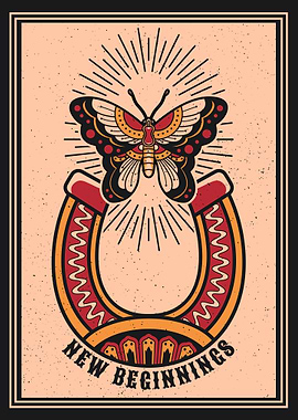 Horseshoe & butterfly vintage art