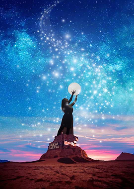 Woman Reaching for the Stars