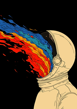 Astronaut with Colorful Eruption