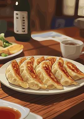 Gyoza on a Plate