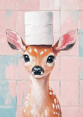 Fawn with Toilet Paper Hat