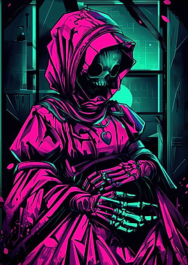 Skeleton in Pink Hood