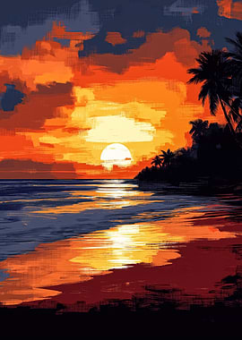 Sunset Beach Painting