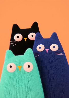 Knit Cat Plush Toys Feline Art
