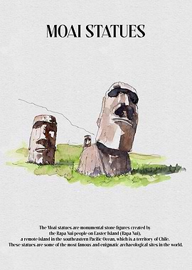 Moai Statues Watercolor