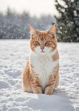 Ginger Cat in Winter