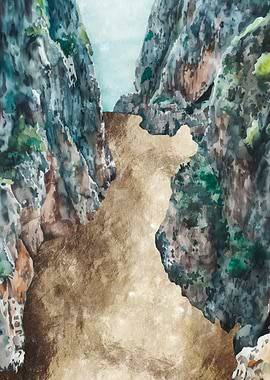 Watercolor Cliffside
