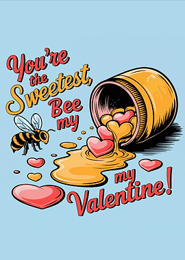 You're the Sweetest Bee My Valentine Honey Jar Heart Design