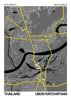 Ubon Ratchathani City Street Map