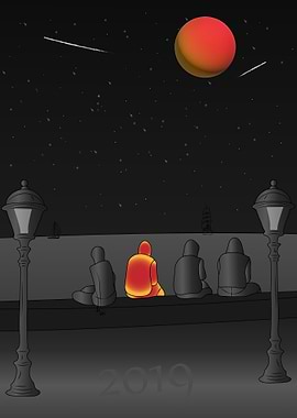 Silhouettes Under a Starry Sky