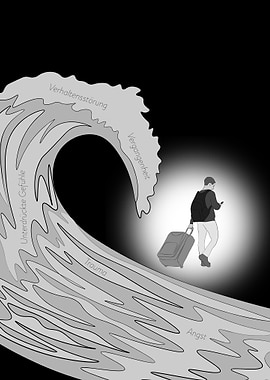 Man Walking Through Wave