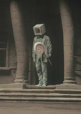 Surreal Figure with Box Head