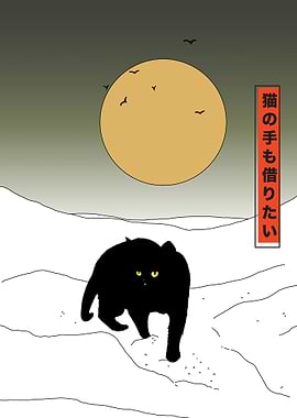 Black Cat Under a Full Moon