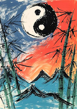 Yin Yang Mountain Landscape