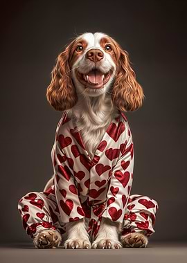 Spaniel Dog in Pajamas