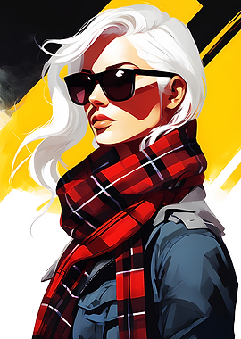 Woman in Sunglasses and Scarf