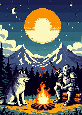 Pixel Knight and Wolf Duo