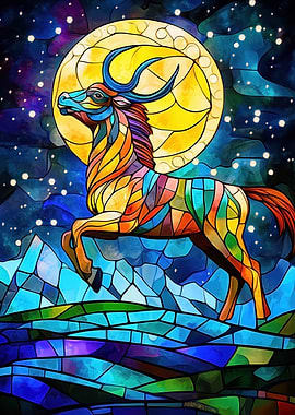 Stained Glass Antelope