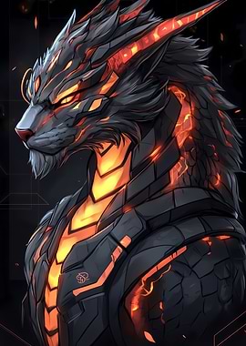 Fiery Anthropomorphic Dragon