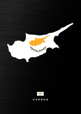 Cyprus Map with Flag