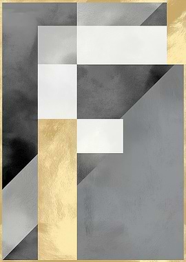 Gold and Grey letter F
