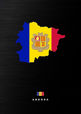 Andorra Map with Flag