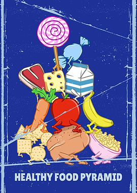 Healthy Food Pyramid Cartoon