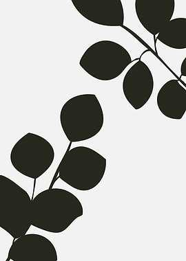 Black Eucalyptus Branch Silhouette