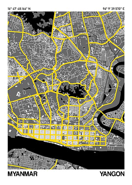 Yangon City Street Map