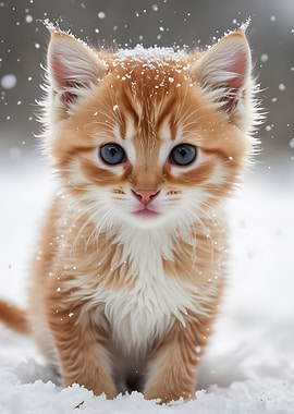 Cute Kitten in Snow