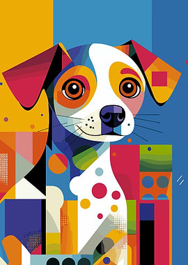 Original Abstract Puppy Portrait