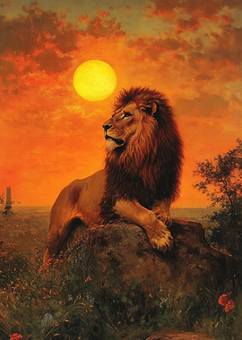 Lion at Sunset