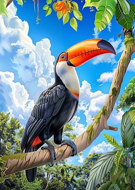 Toucan in Tropical Rainforest