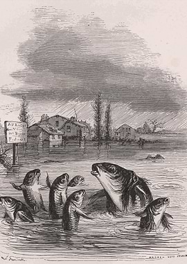 Fish in Flooded Village
