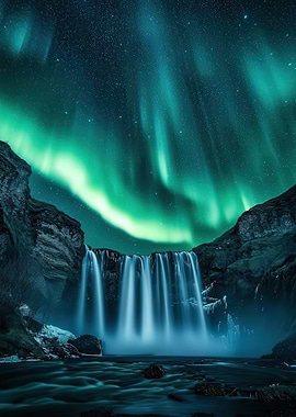 Aurora Borealis Waterfall