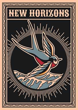 New horizons, swallow vintage art