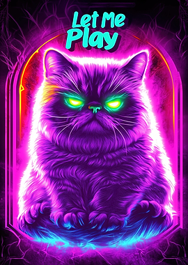 Gamer Cat Neon Art