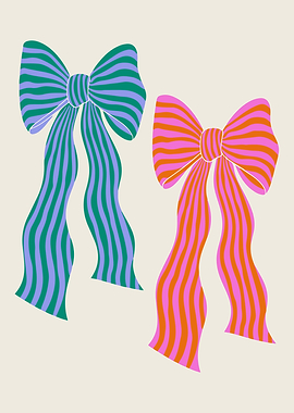 Vintage Coquette Striped Bows