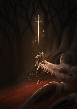 Knight and Dragon Skull