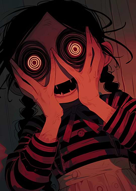 Creepy Girl with Spiral Eyes