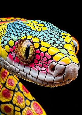Close-up of a Colorful Snake
