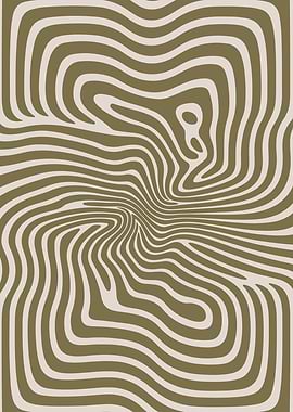 Abstract Wavy Lines in Golden Olive
