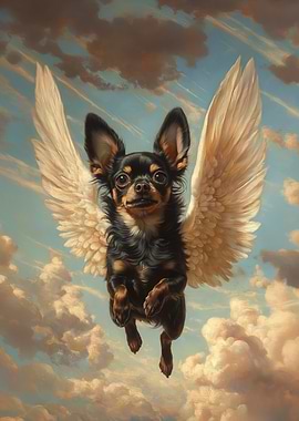 Black Chihuahua with Angel Wings | Remembrance Art