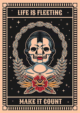 Life and death tattoo illustration