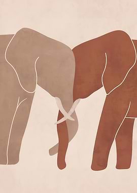 Abstract Elephant Duo