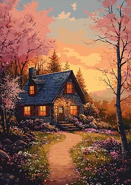 Stone Cottage Sunset