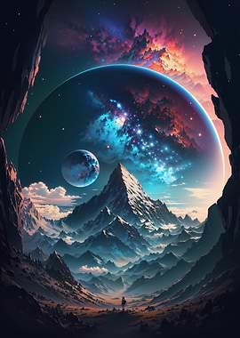 Cosmic Mountain Landscape