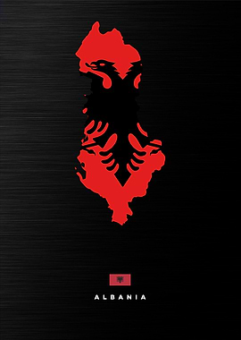 Albania Map with Flag