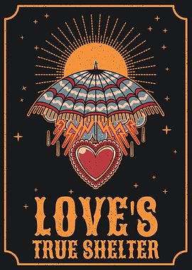 Umbrella & love vintage art